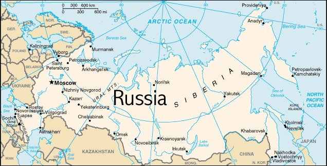 Mapa de Russia - Impresin para una lectura fciling.
